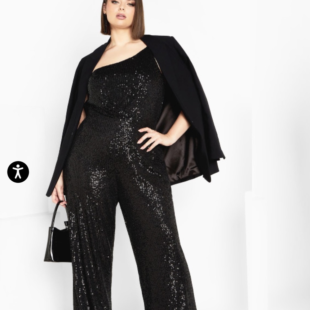 City Chic Black Sequined Jumpsuit